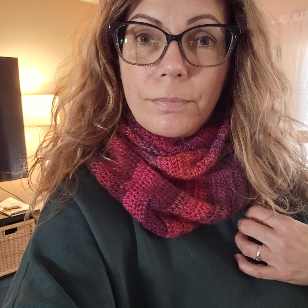 Handmade Crochet Scarf in Pinks And Red - Picture 6 of 6